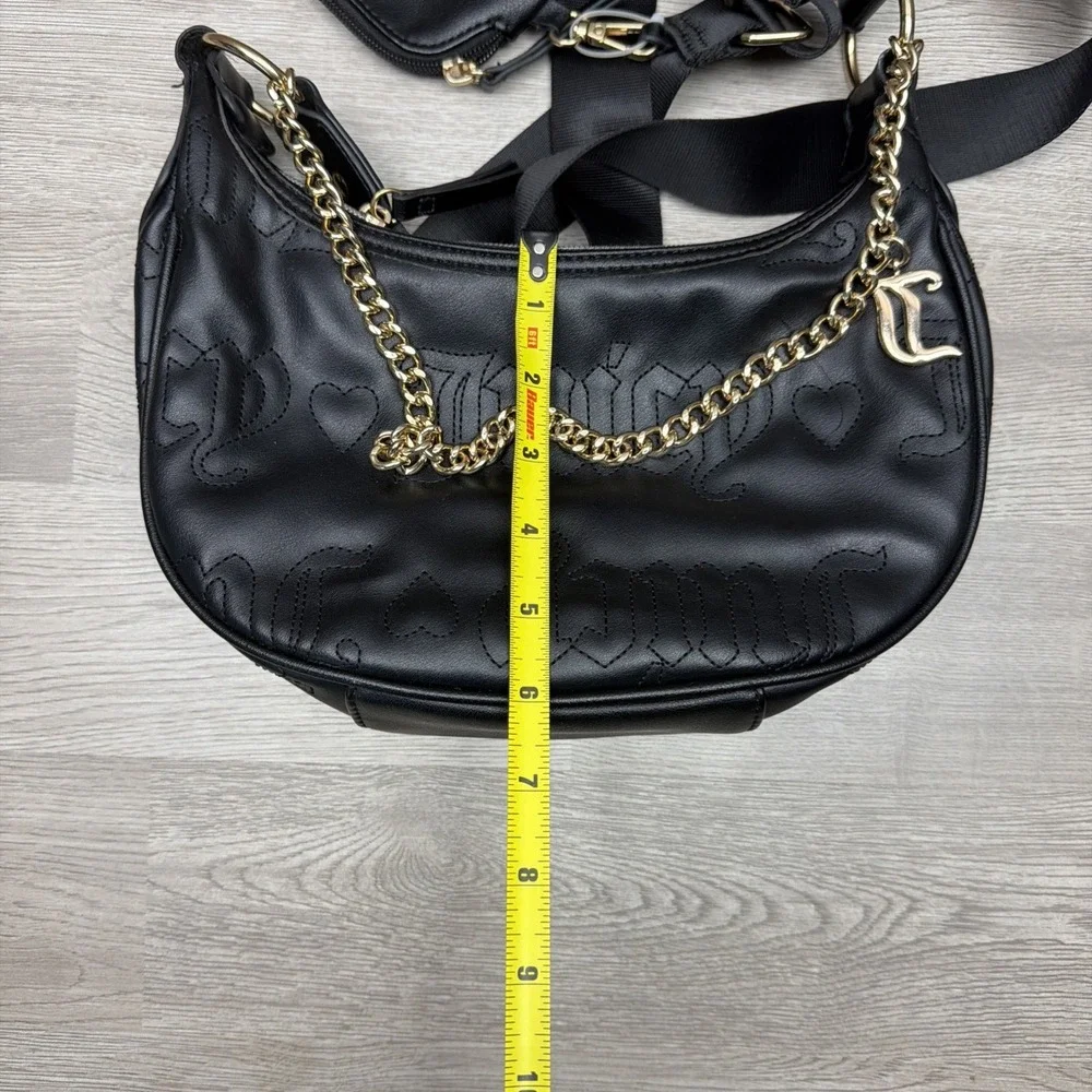 Juicy Couture Quilted Black Puff Half Moon Crossbody Bag‎ W/ Change Purse